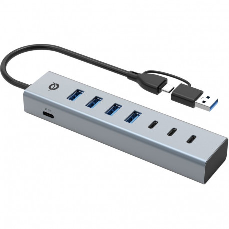 "CONCEPTRONIC 7-Port Hub USB-A3.0/-C Adap.->4xA3.0+o.Netz. gr"