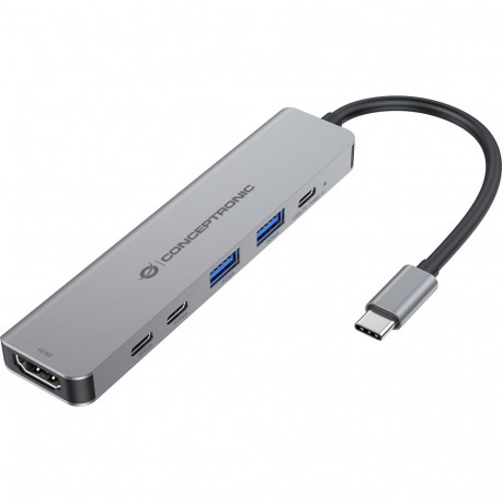 "CONCEPTRONIC 6-1 Dock USB-C->HDMI/2xUSB-A/2xUSB-C/+ 25cm gr"