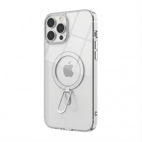 "Case aus 10H Hartglas mit Kickstand für Apple iPhone 16, Transparent/Silber, GA-MAGCS-IP24-SLS61WHT