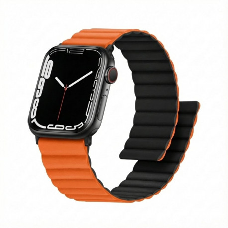 Premium Plus rihm Apple Watchile, oranž/must, 40mm, 41mm, 38mm, 42mm (Series 10), GA-MAG-BNDA-PP-OMS