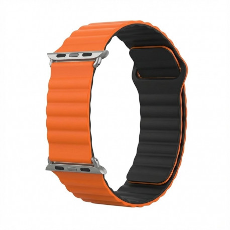 "Premium Armband für Apple Watch, Orange/Schwarz, 40mm, 41mm, 38mm, 42mm (Series 10), GA-MAG-BNDA-P-