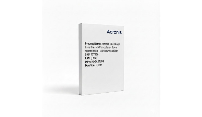 "Acronis True Image Essentials - 5 Computers - 5 year subscription - ESD-DownloadESD"