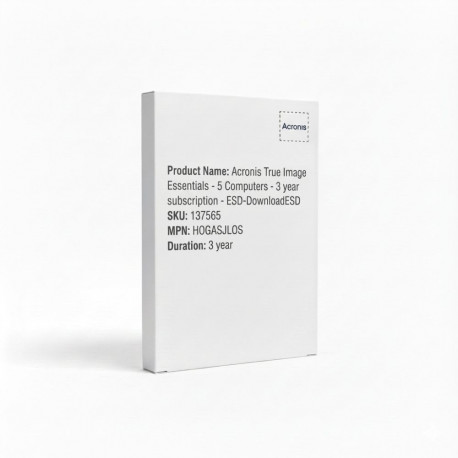 "Acronis True Image Essentials - 5 Computers - 3 year subscription - ESD-DownloadESD"