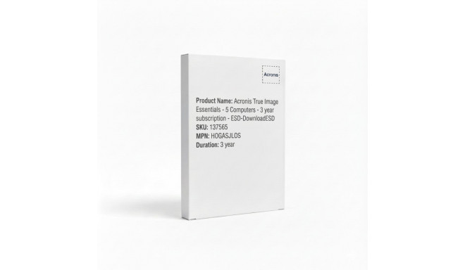 "Acronis True Image Essentials - 5 Computers - 3 year subscription - ESD-DownloadESD"