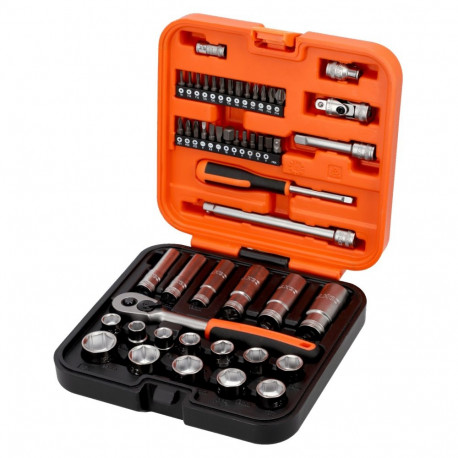 Standard and Deep sockets set 10-22mm + bits PH,PZ,HEX,TORX 53 pcs 3/8"