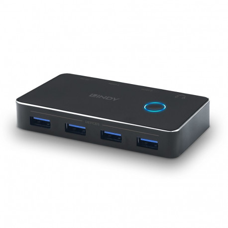 USB Switch - LINDY USB 3.0 Sharing Switch 2:4, 4 Devices, 5 Gbps, Black