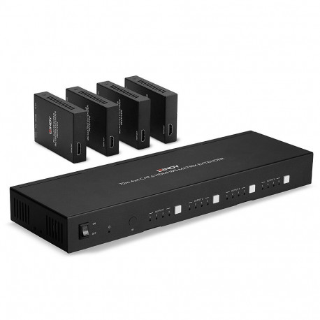 AV Matrix Extender - LINDY Cat.6 4x4 HDMI 4K60 & IR Matrix Extender, 70 m, Black