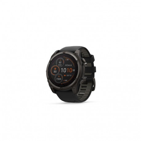 Garmin fēnix 8 Solar Sapphire watch, 51 mm, Carbon grey DLC titanium with Black/pebble grey silicone