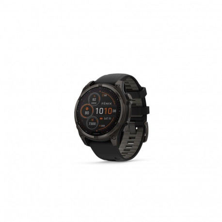 Garmin fēnix 8 Solar Sapphire watch, 47 mm, Carbon grey DLC titanium with Black/pebble grey silicone