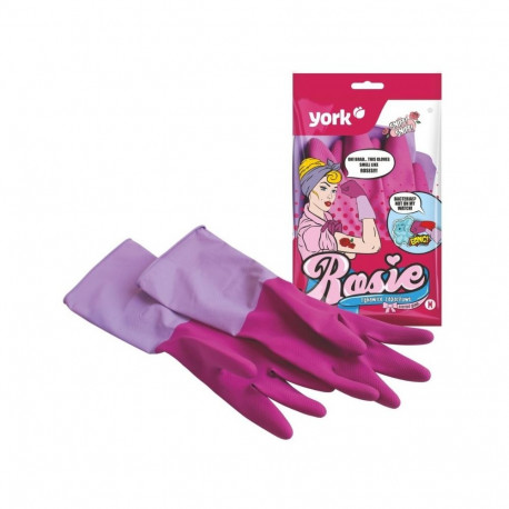 York Rosie Scented Rubber Gloves Pink Size M