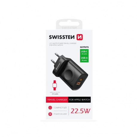 Swissten Travel Charger USB-A / USB-C / iWatch