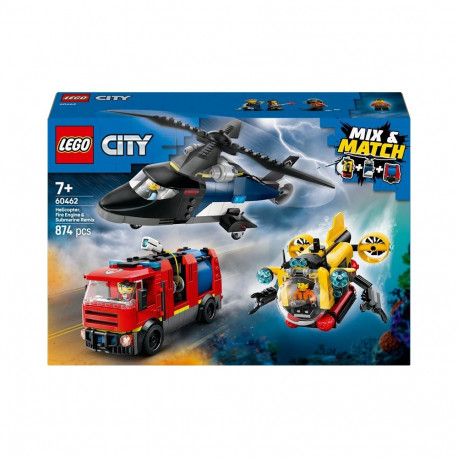 LEGO City helikopter, tuletõrjeauto ja allveelaev 60462 Remix
