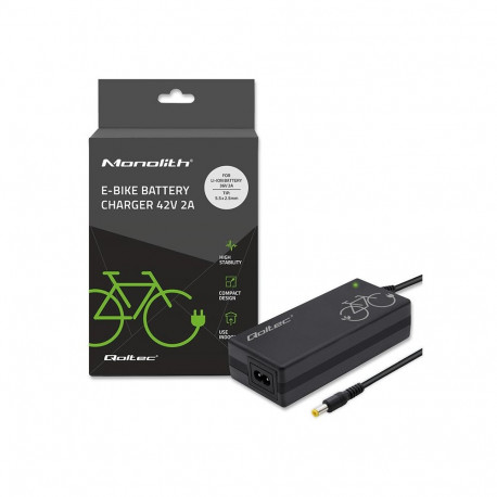 Qoltec 50761 laadija elektrijalgratta akudele 36V | 42V | 2A | 5.5*2.5