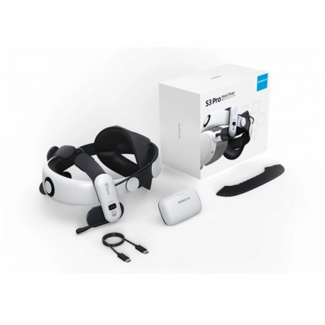 BoboVR pearihm S3 Pro Meta Quest 3 VR-prillidele + B100 väline aku, valge ja must