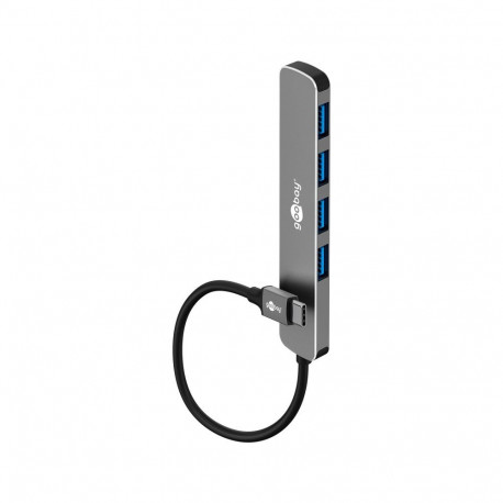 Goobay Slim 4-portiline USB jaotur, USB-C™–USB-A, 5 Gbit/s