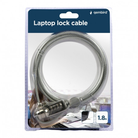 GEMBIRD LK-CL-01 kaablilukk sülearvutitele 4-kohaline kombinatsioon 1,8 m