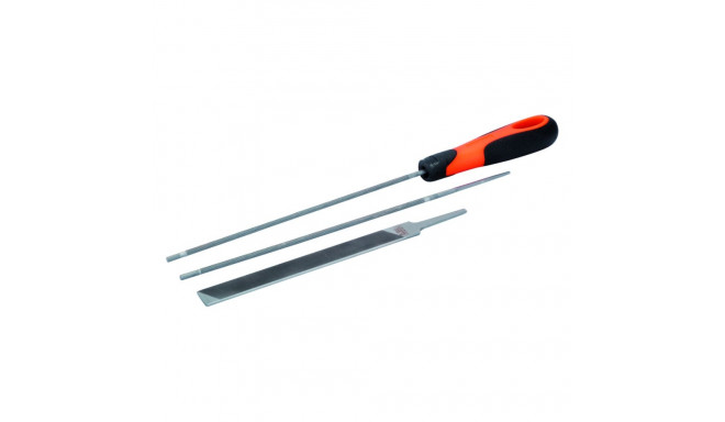Chainsaw sharpening files set (two round and one flat)  4,8mm with handle