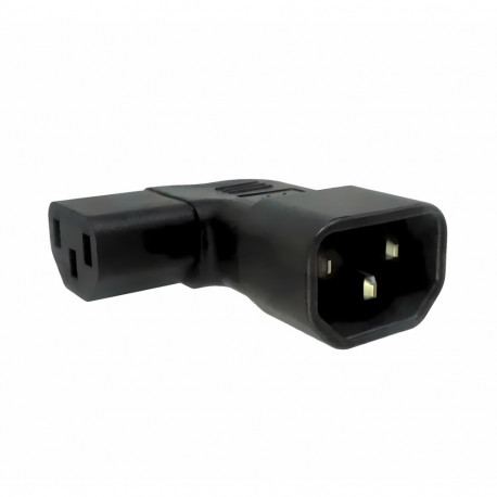 Angled adapter IEC C13 female to IEC C14 male, voltage 230V, max. current 10A