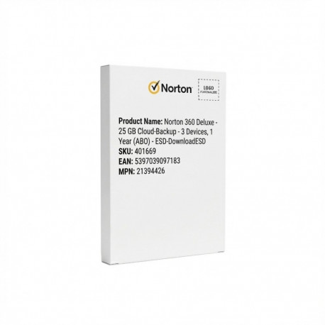 Norton 360 Deluxe - 25 GB pilvvarundus - 3 seadet, 1 aasta (tellimus) - ESD