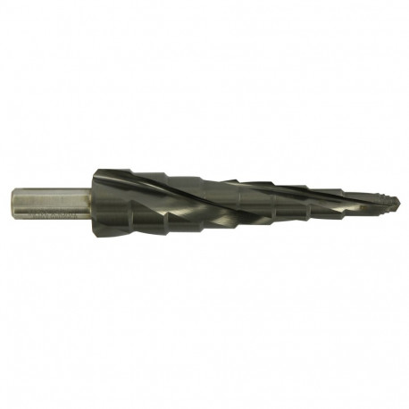 XL HSS step drill bit - TiAlN coated - Helical - TSP - Three flat shank (Hanging box) / ØMin/Max : 8