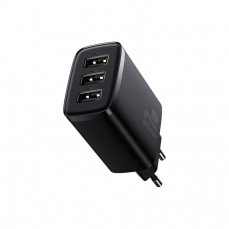 Wall Charger 17W 3xUSB 3.4A, Black