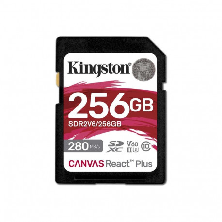KINGSTON 256GB Canvas React Plus SDXC UHS-II 280R/150W U3 V60 Full HD/4K jaoks