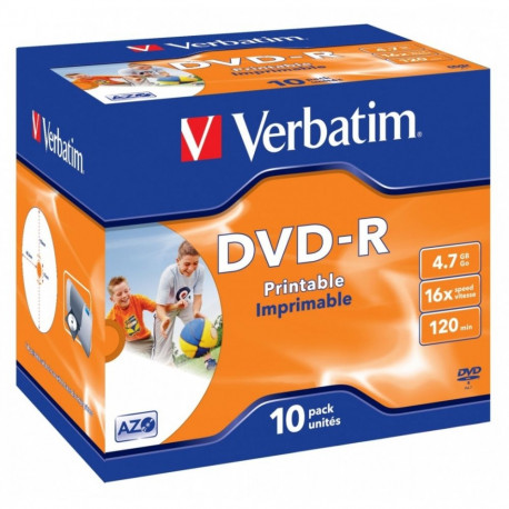 Verbatim DVD-R 4.7GB 16x Printable 10pcs Jewel Case (43521)