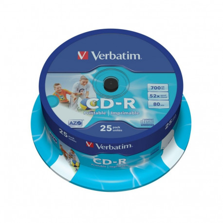 Verbatim CD-R 700MB 52x Printable 25pcs Cake Box (43439)