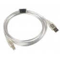 Cable USB 2.0 AM-BM 3M Ferryt transparent