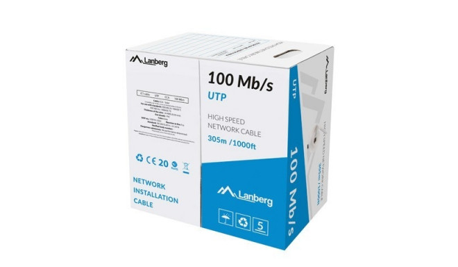 Cable lan utp 100Mb/s 305m wire cca grey