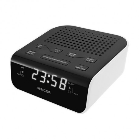 SRC 136 WH Radio alarm clock, LED display, 20 FM station presets