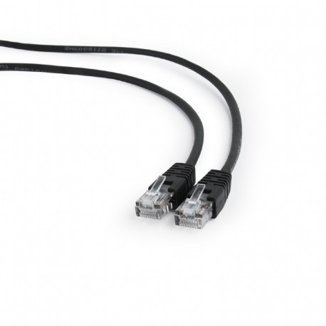 Cat5e Ethernet Patch Cable, Molded Strain Relief, 50µ Gold Plated, 1m, Black