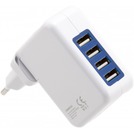 Omega USB laadija 4xUSB EU + kaabel, valge (42672) (avatud pakend)