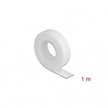 Takjapael rullis 13mm x 1.0m HOOK and LOOP, valge