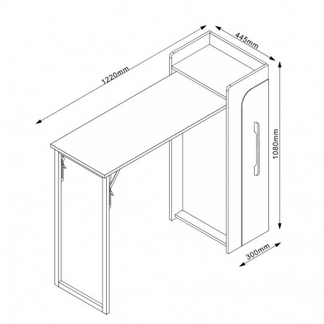 Bar table HEDVIG foldable 122x44,5xH108cm, ash/black