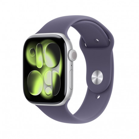Apple Watch Series 11 GPS 46mm Silver Aluminium Case with Purple Fog Sport Band - S/M