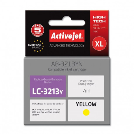 Activejet AB-3213YN tindikassett (asendus Brother LC3213Y; Supreme; 7 ml; kollane)
