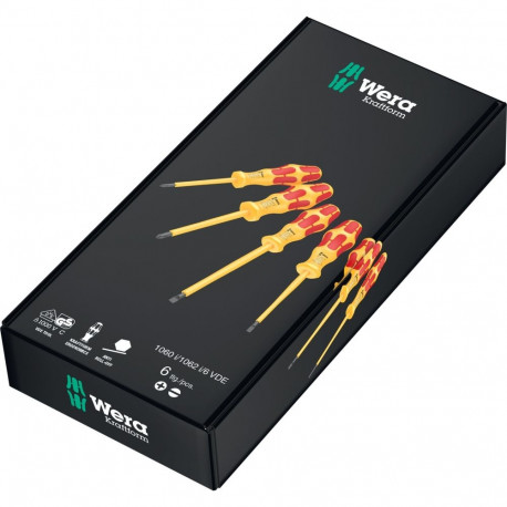 Wera 1060 i/1062 i/6 screwdriver set Kraftform VDE (yellow/red, 6 pieces, Black Point tip)