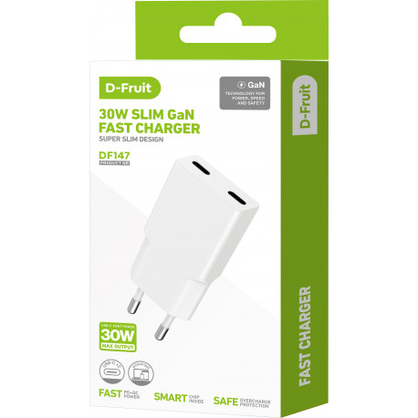 D-Fruit laadija 30W 2xUSB-C DF147