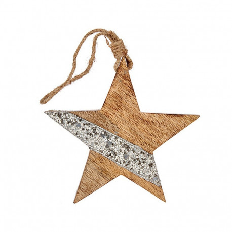 Jõuluehe Täht 17 x 2,5 x 34 cm Hõbedane Puit