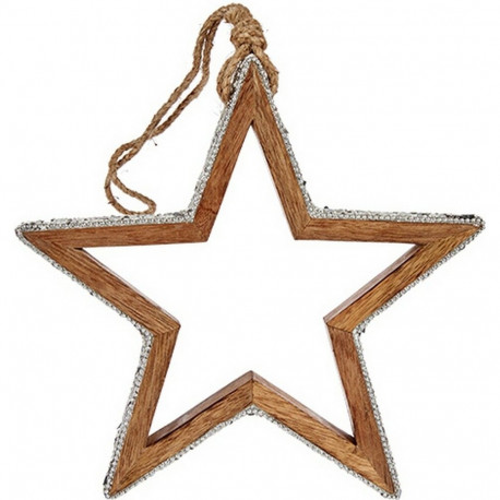 Jõuluehe Täht Läige Kuju 23 x 2,5 x 40 cm Hõbedane Puit