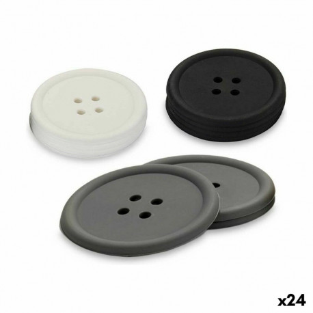 Coasters Kinvara White Black Grey Silicone Plastic Button 9 x 2 x 9 cm 8,8 x 8,8 x 0,05 cm 8 x 0,05 