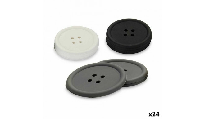 Coasters Kinvara White Black Grey Silicone Plastic Button 9 x 2 x 9 cm 8,8 x 8,8 x 0,05 cm 8 x 0,05 