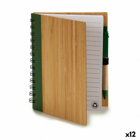 Spiral Notebook with Pen Pincello 1711113 1711113 19,5 x 8 x 35,5 cm 14 x 18 cm Bamboo (12 Units)