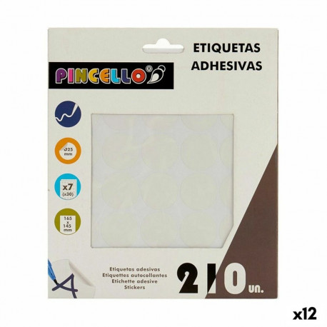 Adhesive labels Pincello 1711076 1711076 White Ø 25 mm 17 x 4 x 19 cm (12 Units)