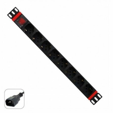 Schuko 19" Multiadapter 8 Pistikule Sisse / Välja Lülitiga WP WPN-PDU-C01-08