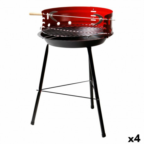 Kaasaskantav Barbeque-grill Aktive Puit Raud 37,5 x 70 x 38,5 cm (4 Ühikut) Punane