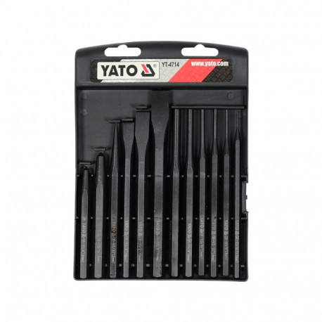 Yato peitlite ja stantside komplekt YT-4714, 12 tk, CrV, kuusnurkne profiil, 100-162 mm, mustatud pi