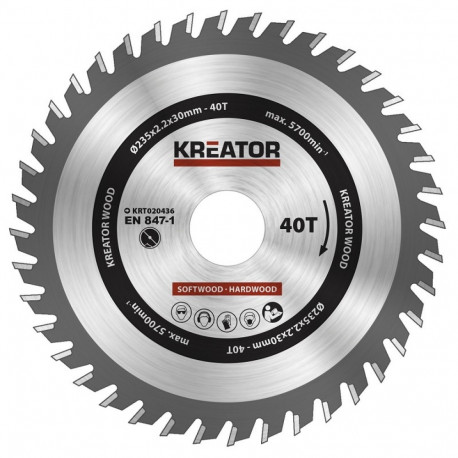 Saw blade for wood Ø235x30x2.2mm, 40 teeth Kreator