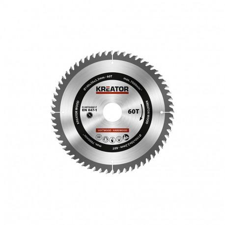 Saw blade for wood Ø190x30x2.2mm, 60 teeth Kreator